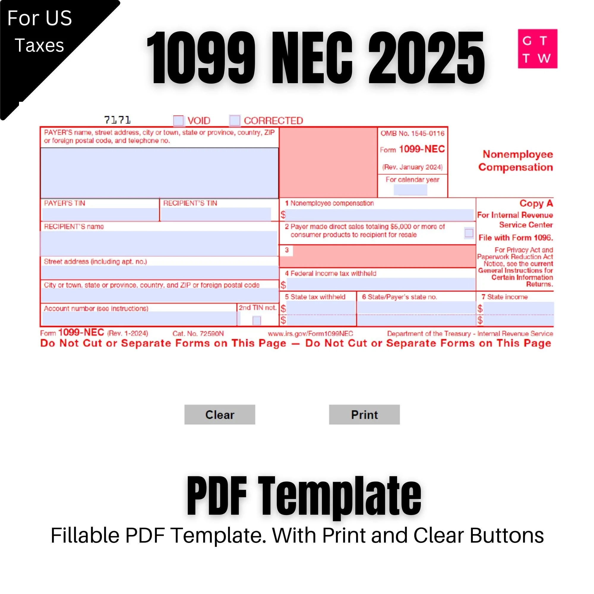1099 Nec 2024 Template Etsy
