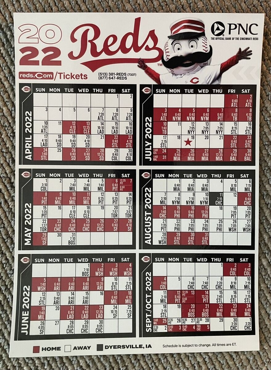 Printable Cincinnati Reds Schedule