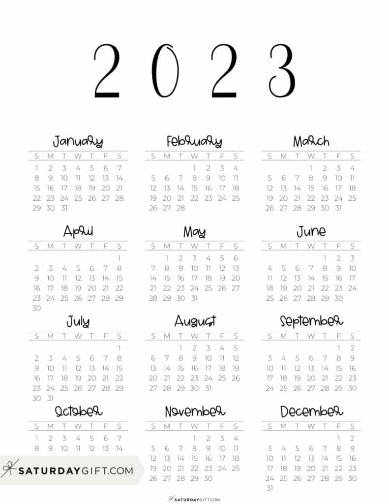 Mini Calendar Printable