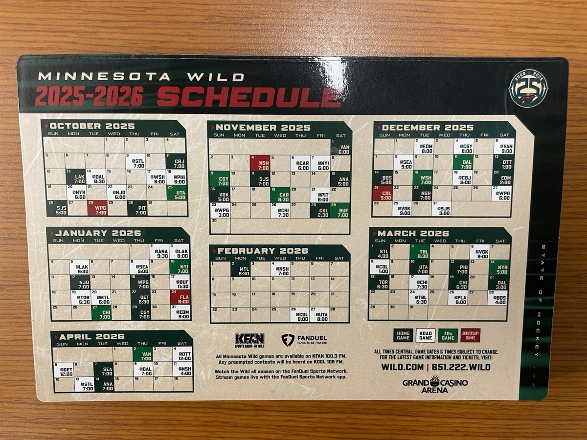 2025 2026 Minnesota Wild NHL Hockey Schedule Magnet EBay