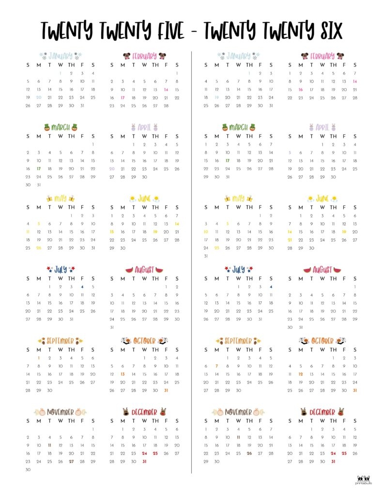 Mini Calendar 2026 Printable Free