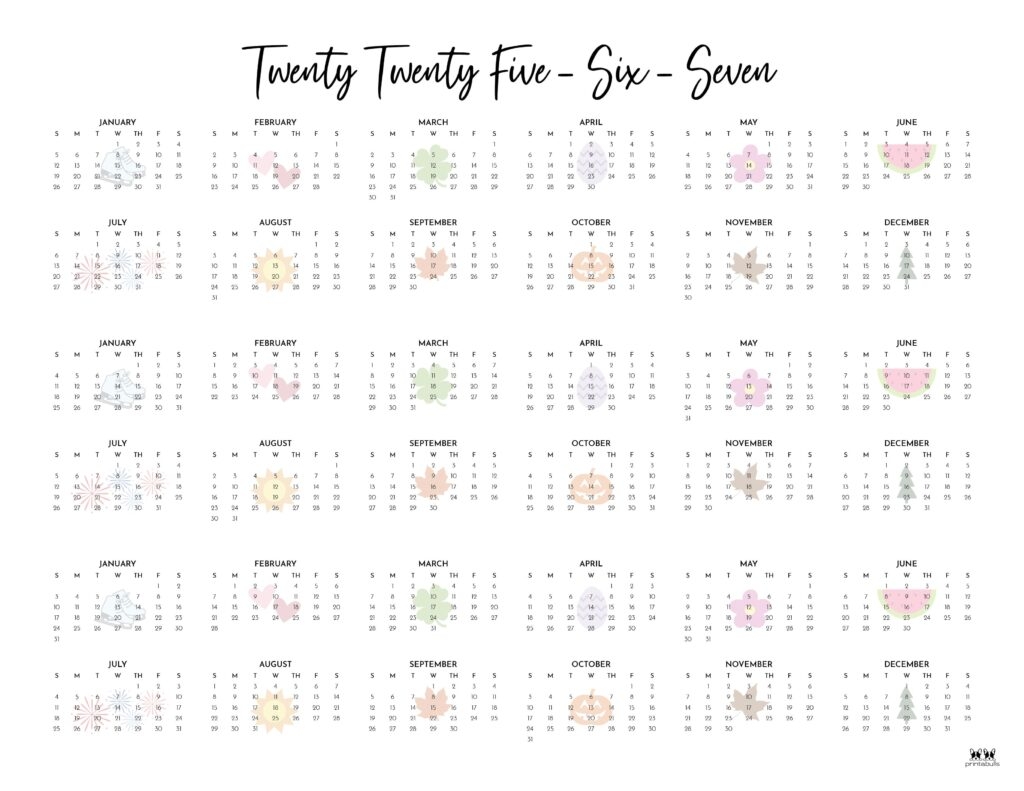 2025 2027 Three Year Calendars 10 FREE Cals Printabulls