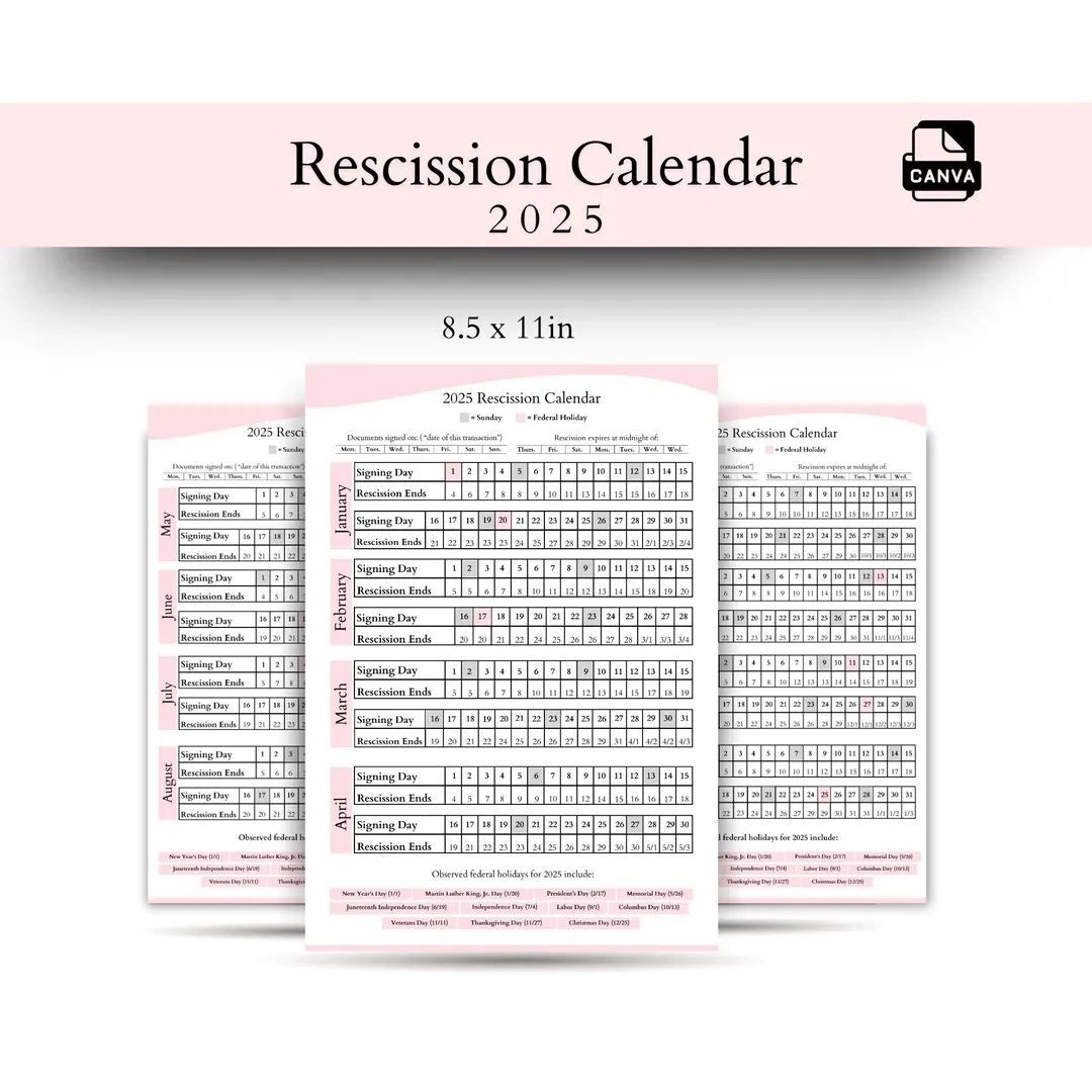 2026 Rescission Calendar Printable