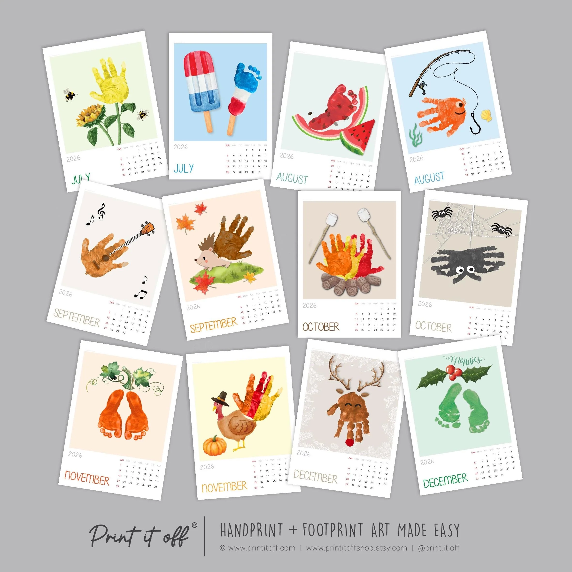 2026 Handprint Footprint Calendar Art Craft DIY Gift Child Baby 