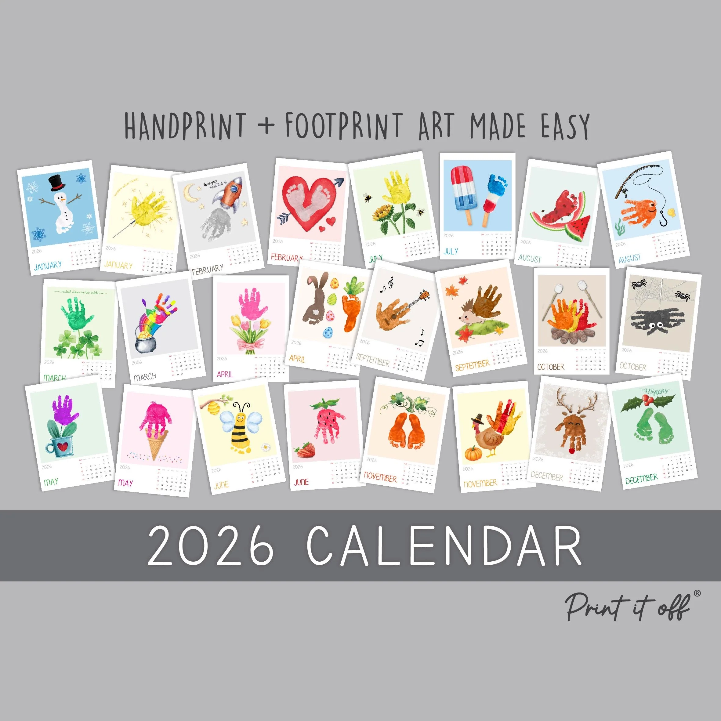 2026 Handprint Footprint Calendar Art Craft DIY Gift Child Baby 