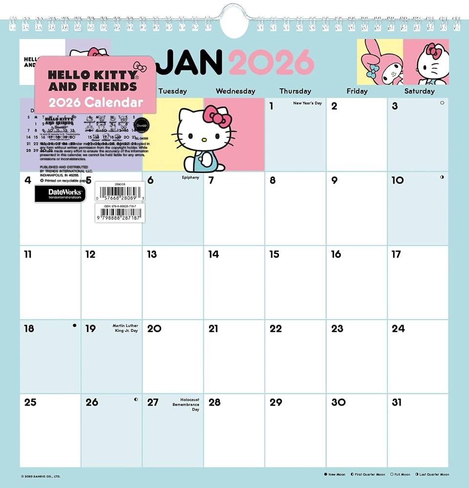 12 Month Free Printable Hello Kitty Calendar 2026