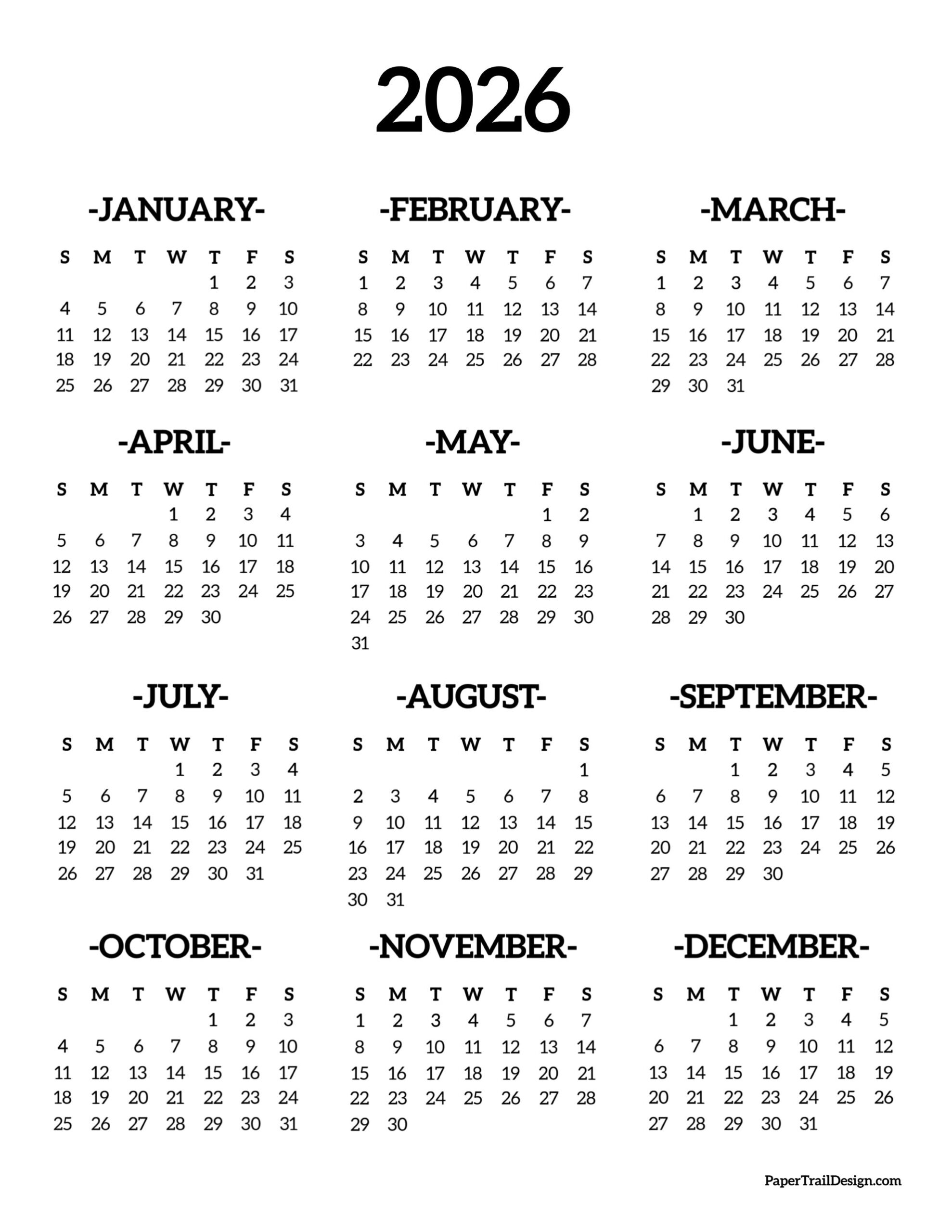 Free Printable Coloring Calendar 2026