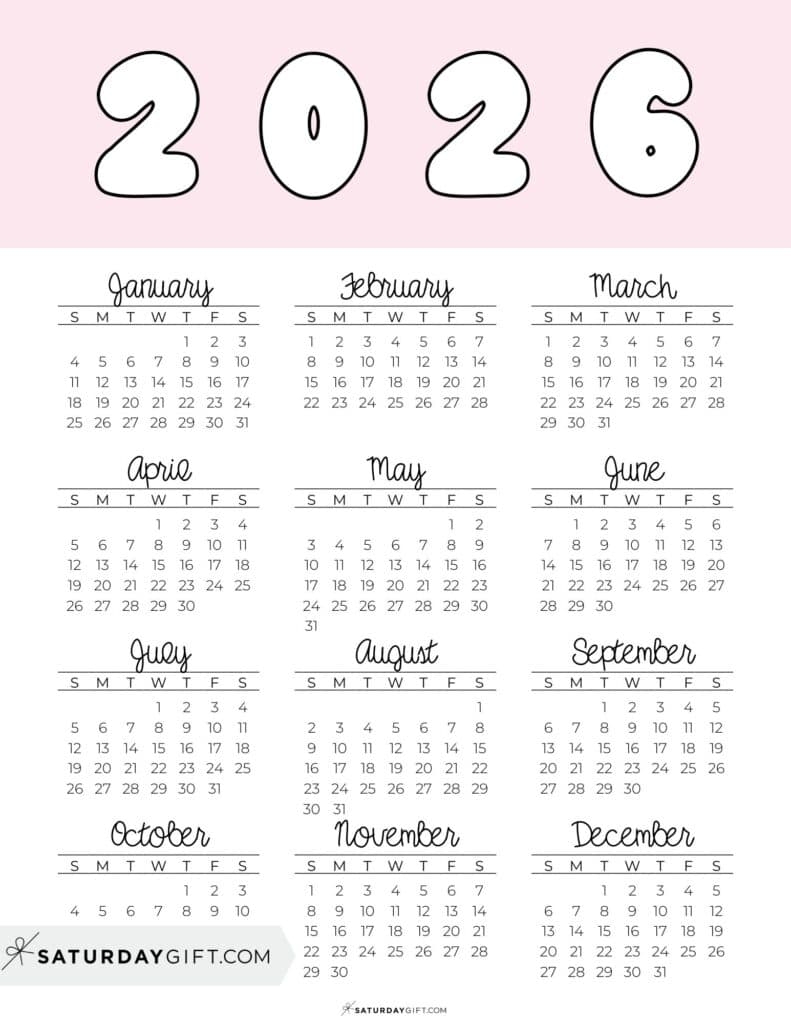 2026 Yearly Calendar With Holidays Printable