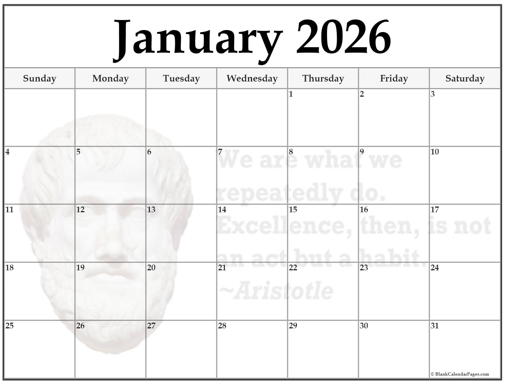 January 2026 Blank Calendar