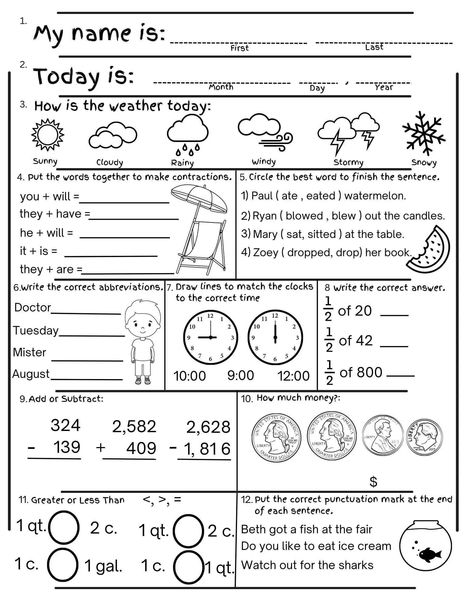 Printable Activities For 2nd Graders