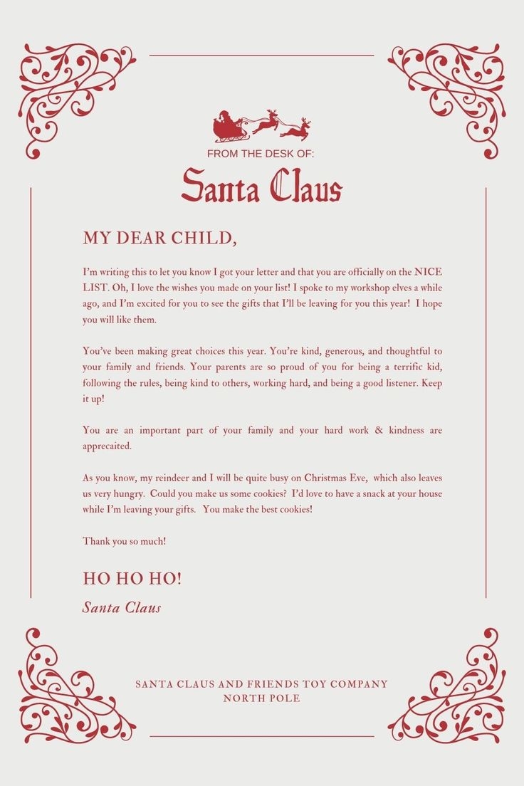 Letter From Santa Claus Printable
