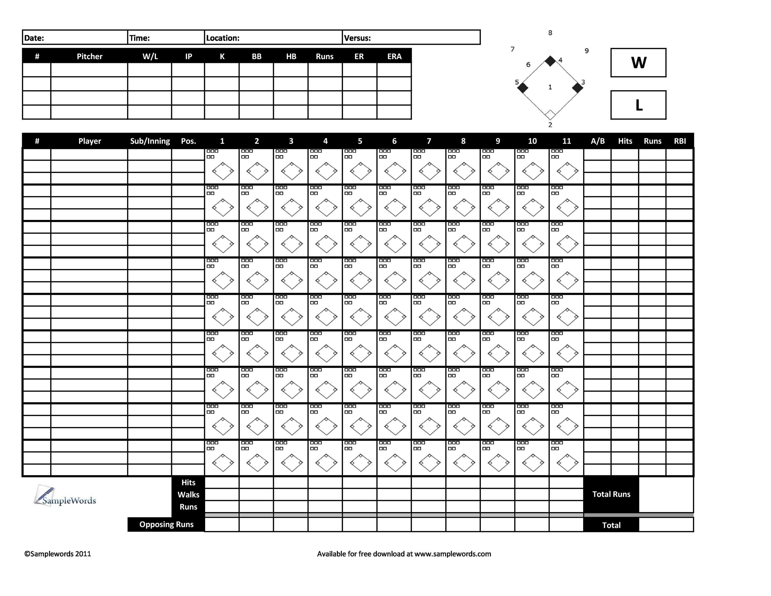 Free Printable Baseball Scorebook Sheets