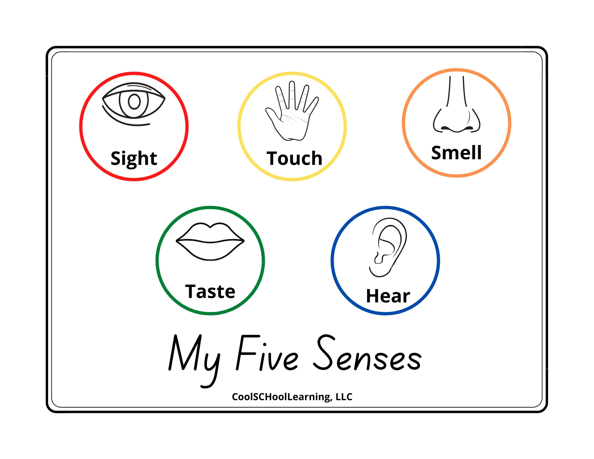 5 Senses Printable Vorschulposter Kindergarten Bereitschaft 