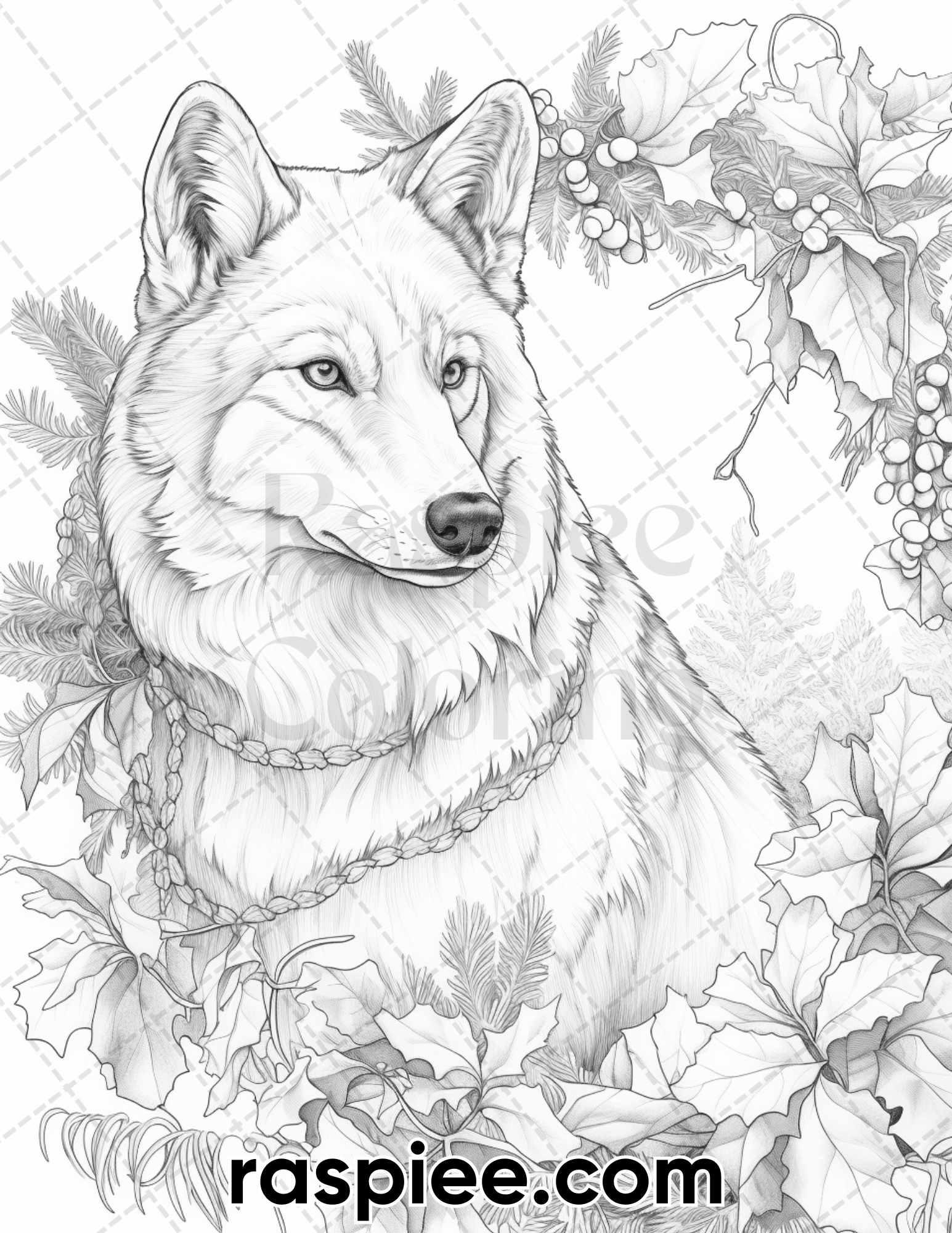 50 Winter Wolf Grayscale Coloring Pages For Adults Printable PDF Instant Download