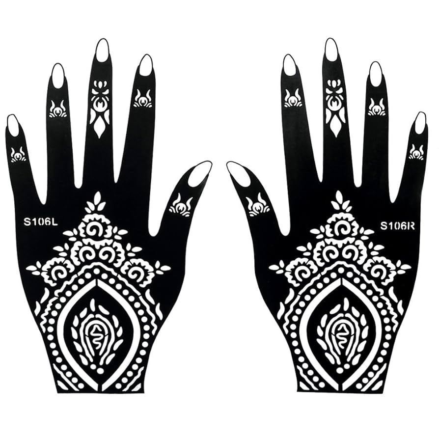 6 Sheets Tattoo Stencil Template For Henna Hand Painting Indiyan Amazon de Beauty