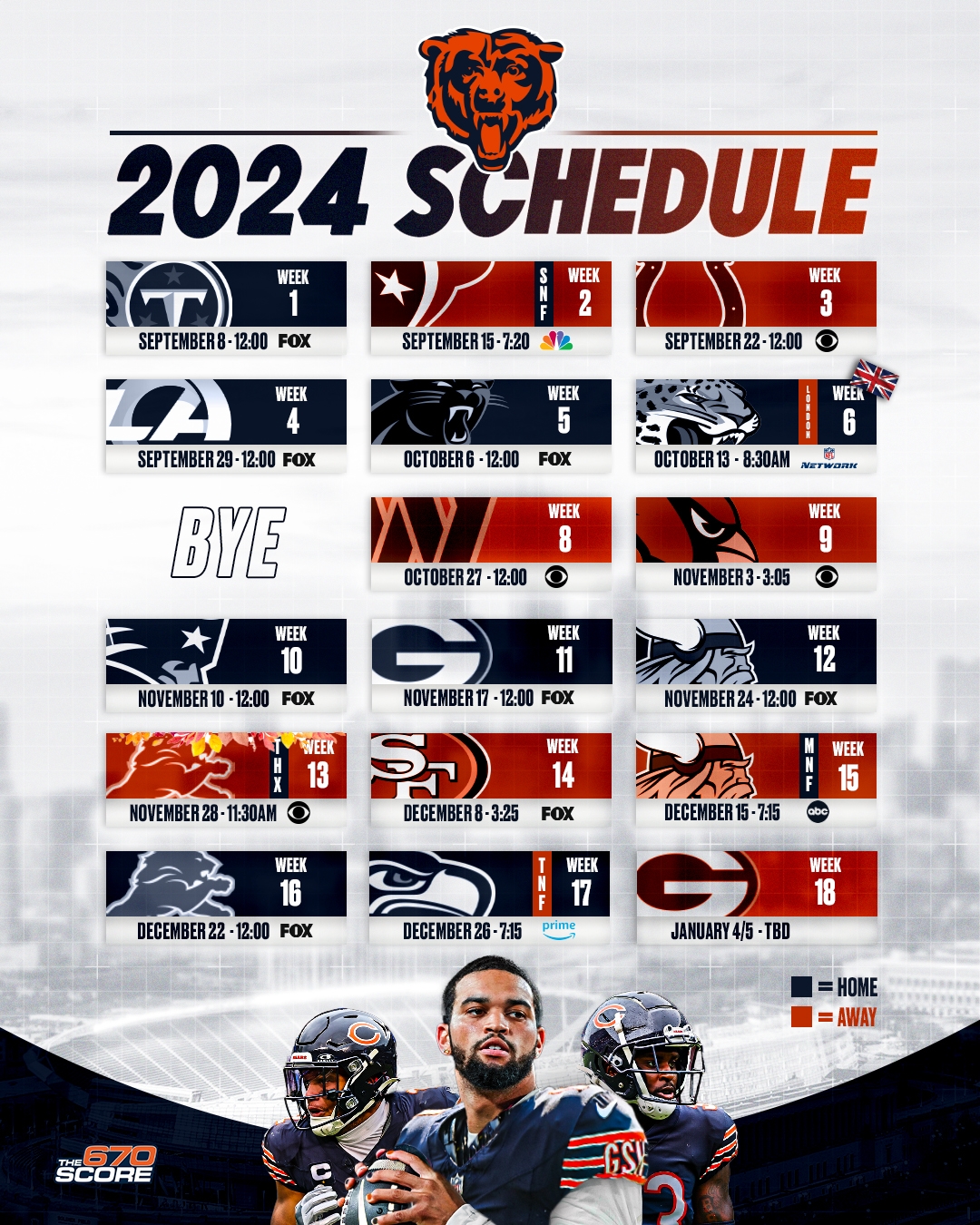 Chicago Bears Schedule Printable