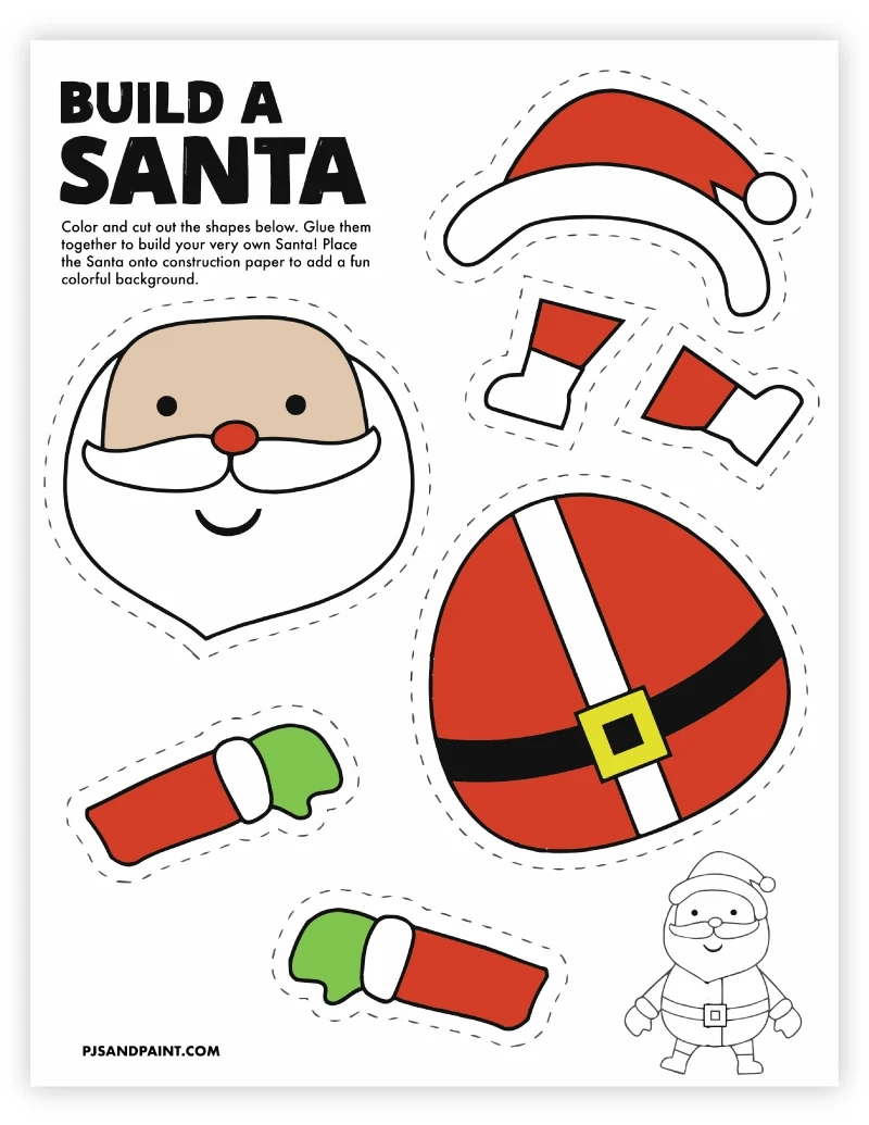 8 Free Printable Christmas Themed Cut And Paste Projects Pjs And 