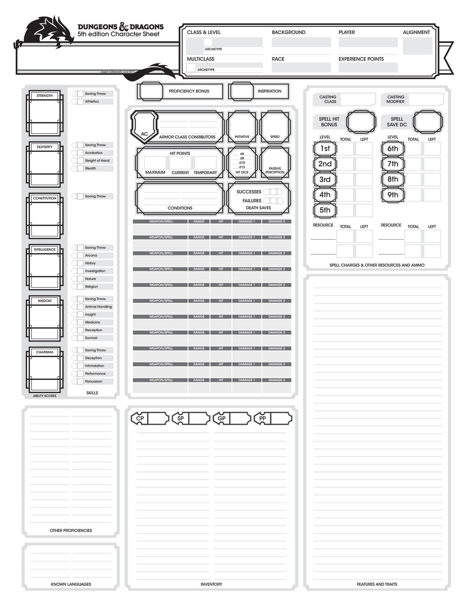 Dd Printable Character Sheet
