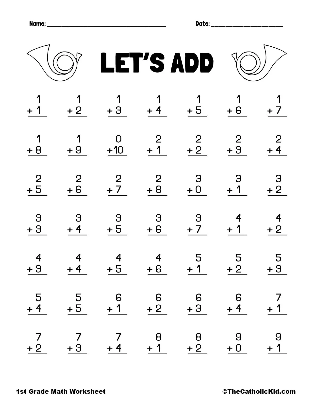 Printable 1st Grade Math Worksheets