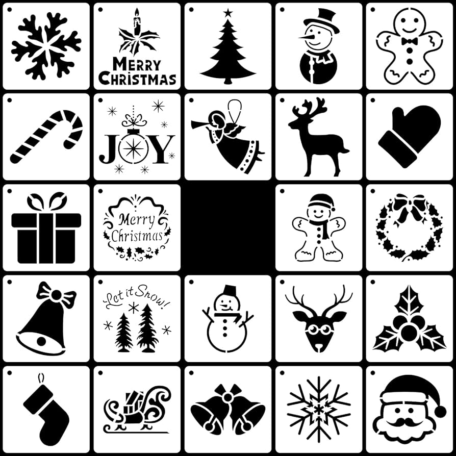 Amazon 24pcs Christmas Stencils For Crafts 3x3in Small 