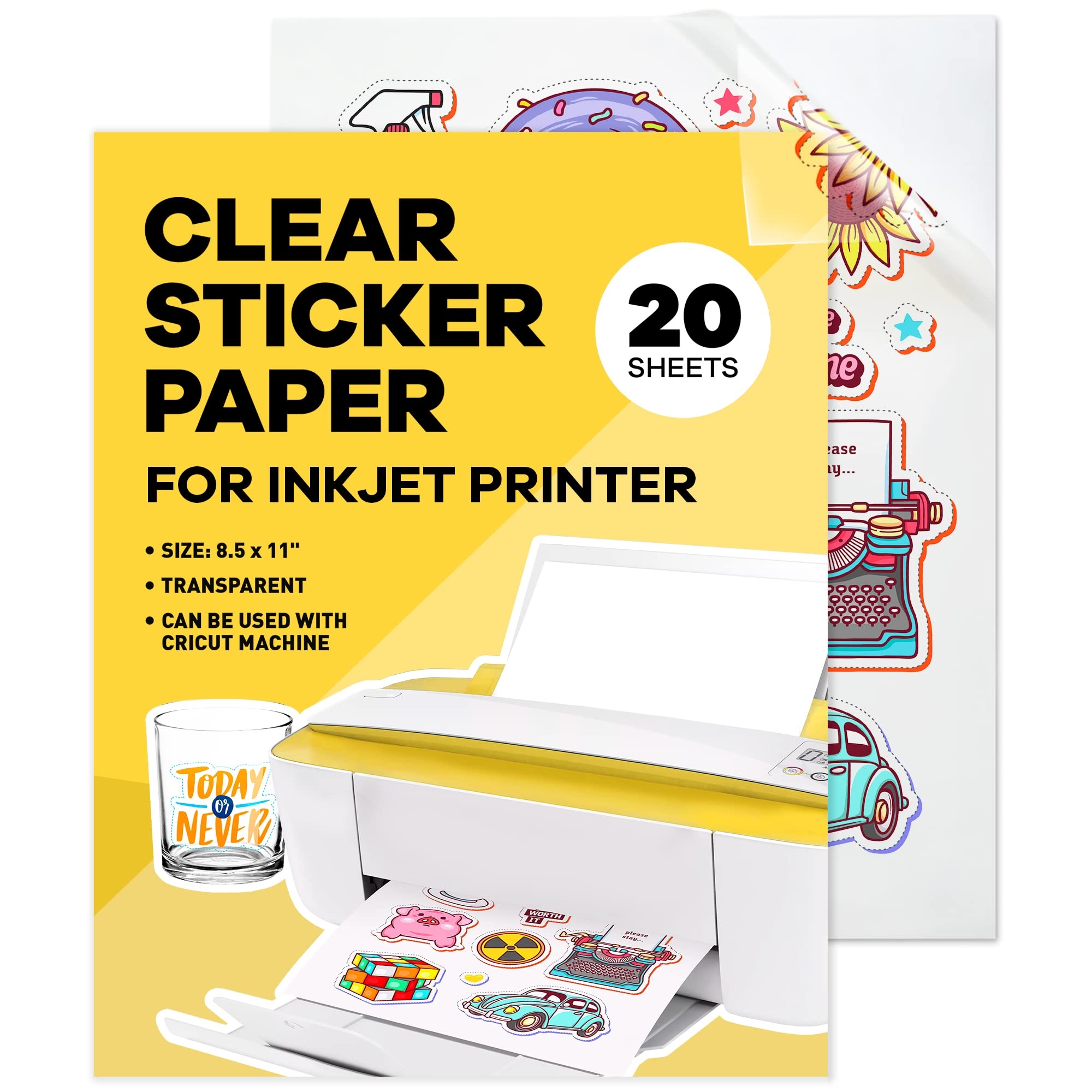 Amazon 90 Clear Sticker Paper For Inkjet Printer 20 Sheets 