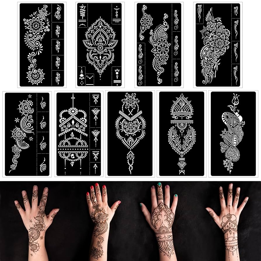 Amazon Henna Tattoo Stencils Kit Reusable Henna Stencils For 