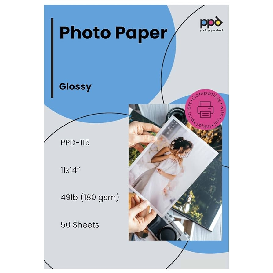 Amazon PPD Glossy Photo Paper For Inkjet Printer 11 X 14 