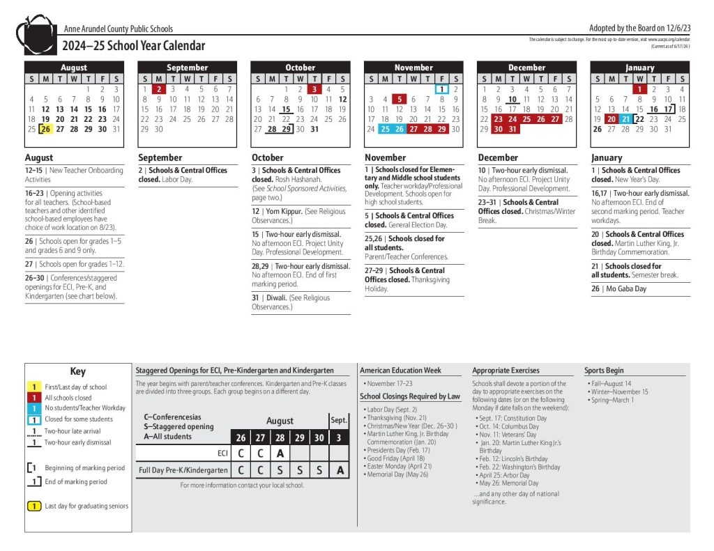 Anne Arundel County Public Schools Calendar 2025 2026