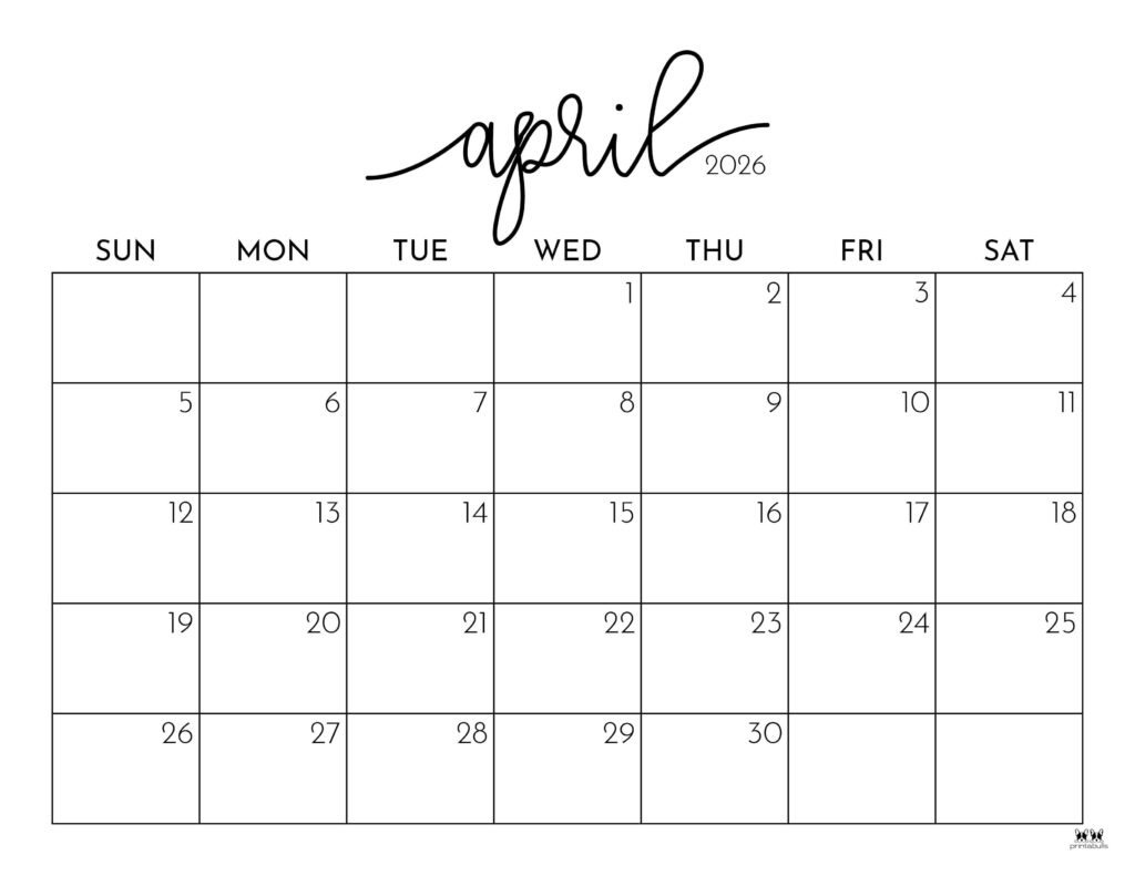 Blank Calendar For April 2026
