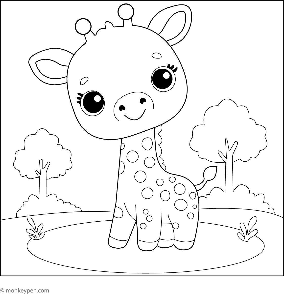 Baby Giraffe Coloring Page Free Printable PDF For Kids