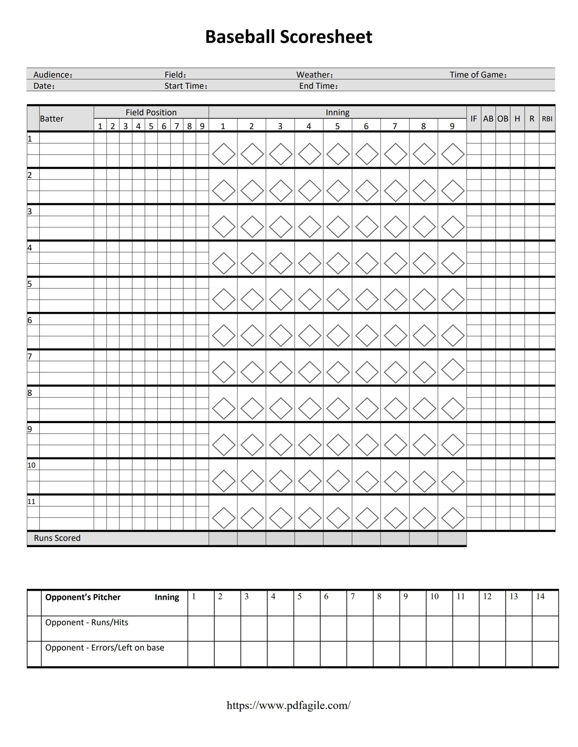 Baseball Scorebook Printable