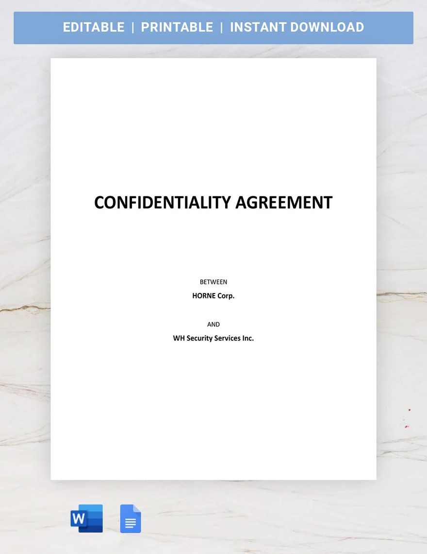 Printable Confidentiality Agreement