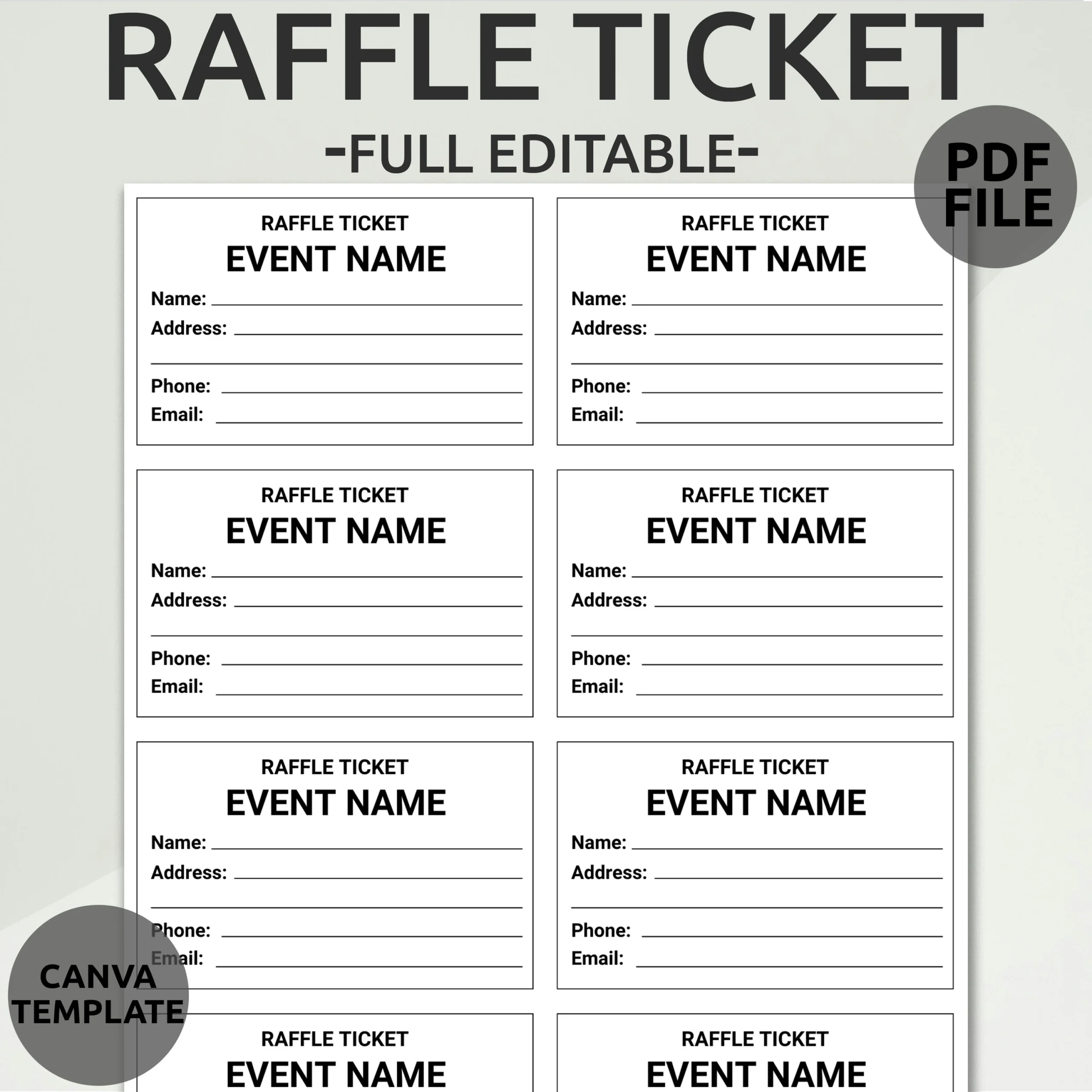 Bearbeitbare Raffle Ticket Vorlage Druckbare Raffle Los 