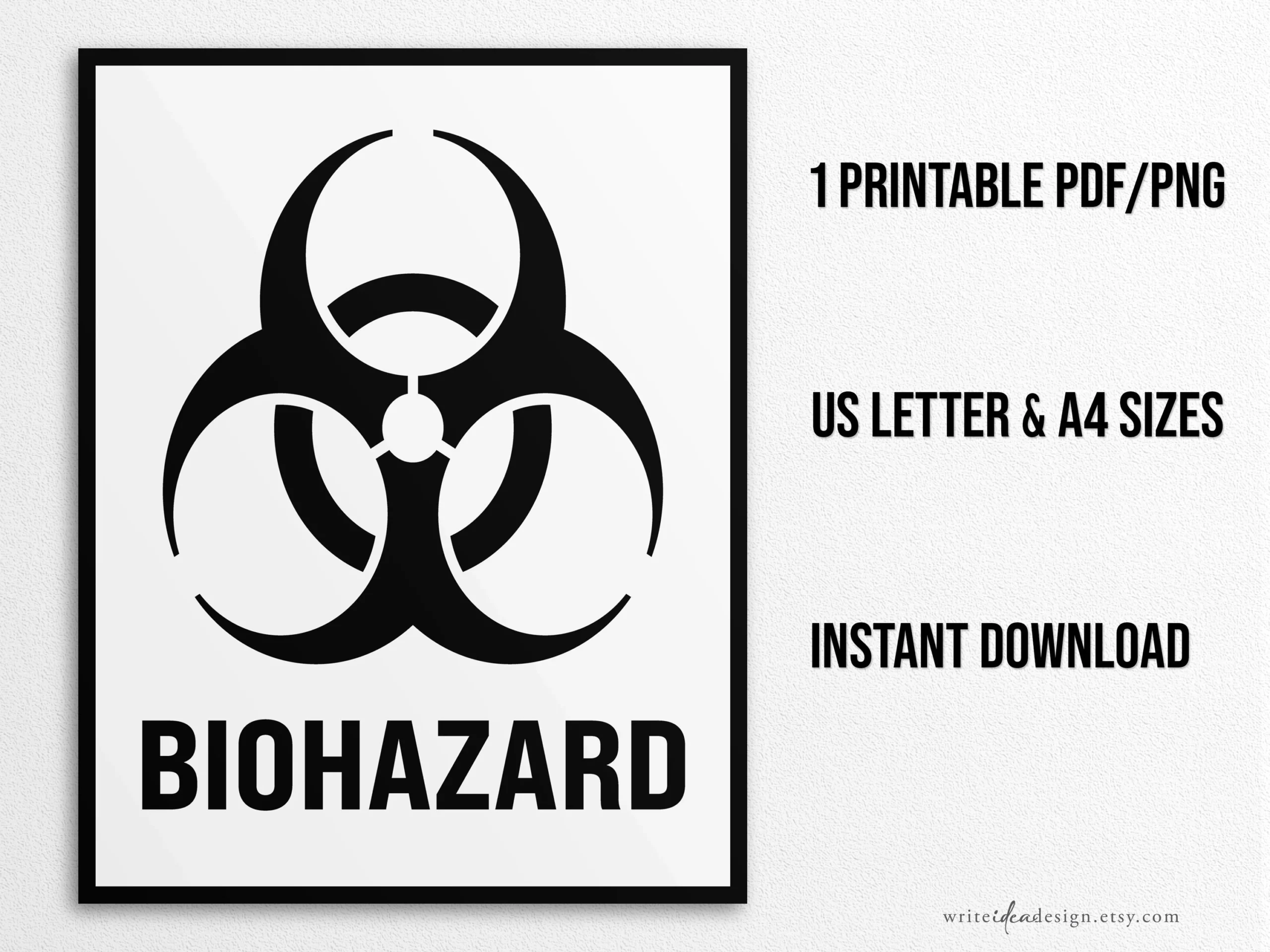Biohazard Zeichen In Den Gr en US Letter Und A4 Sofort Download 