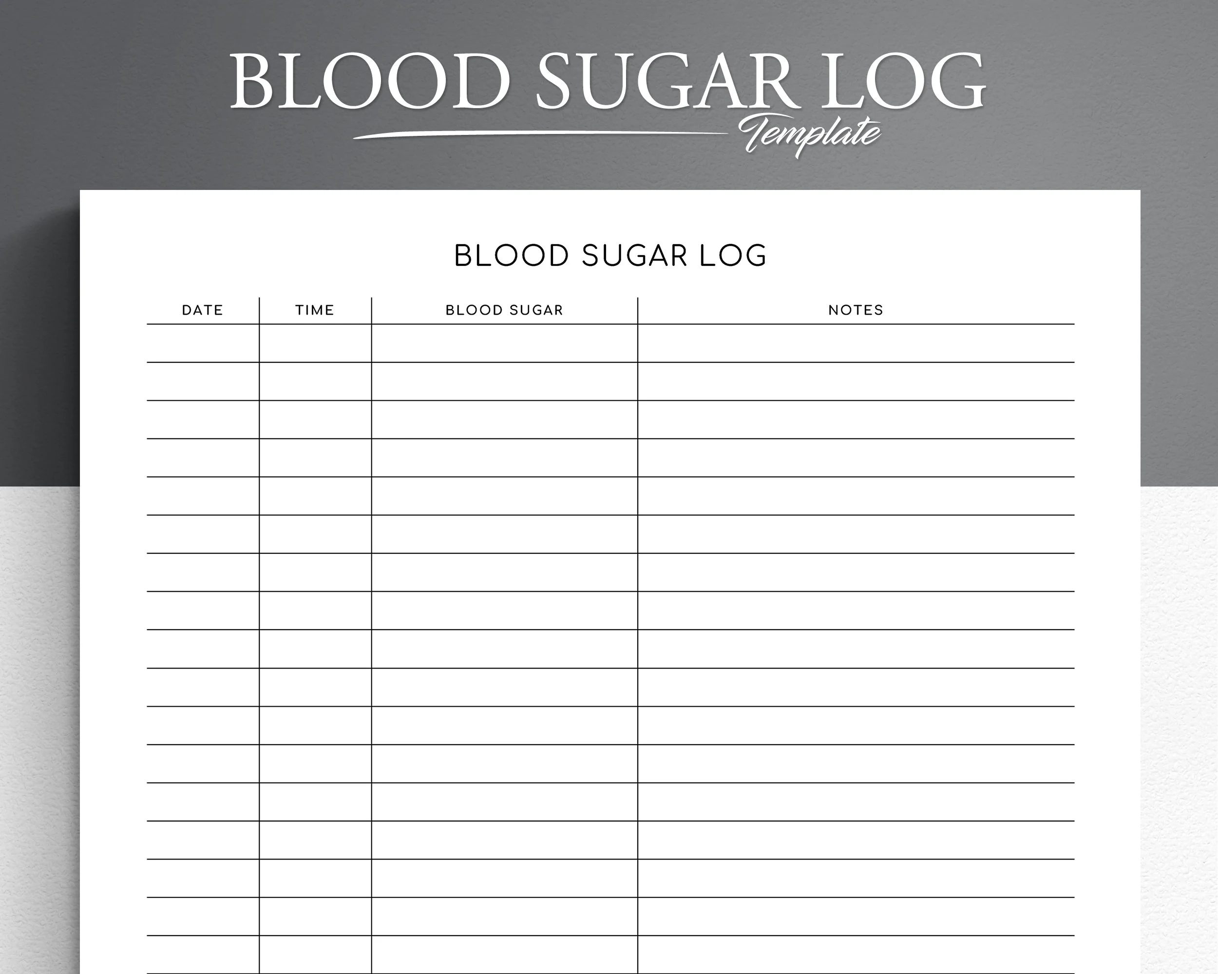 Blood Glucose Log Free Printable