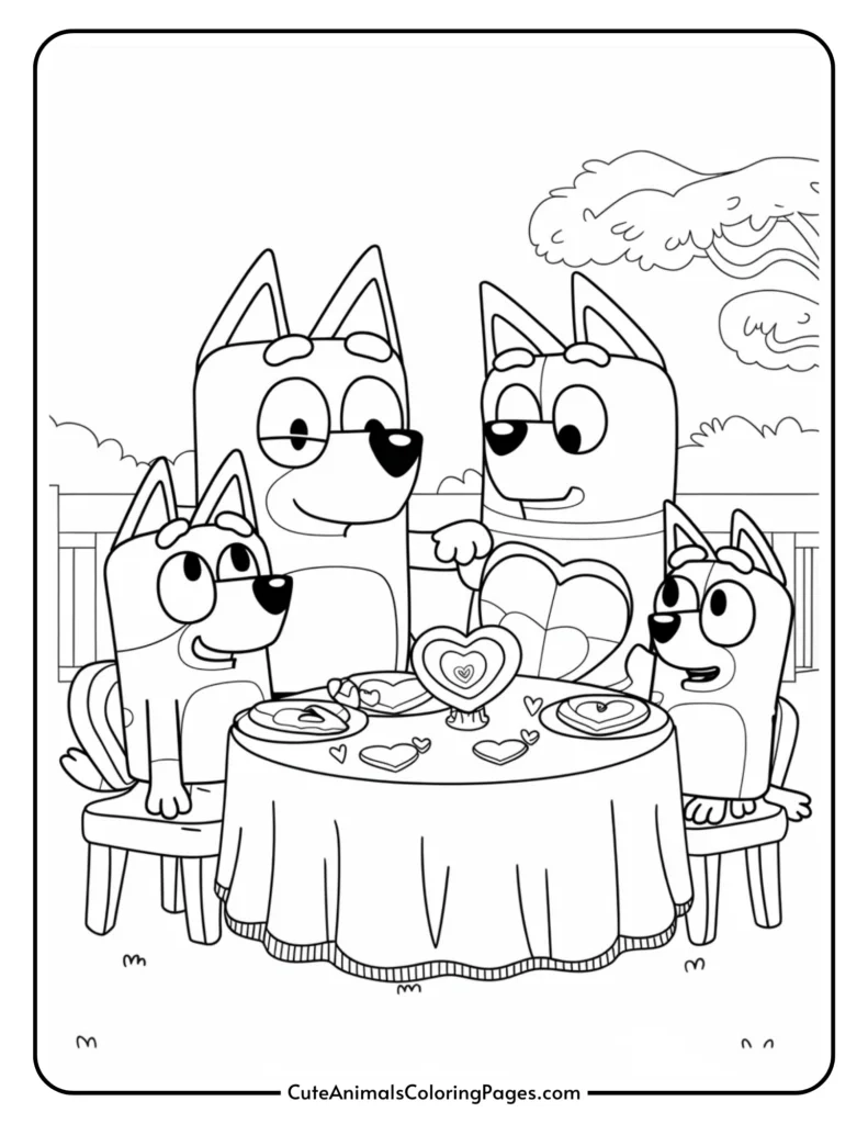 Bluey Valentines Coloring Pages 6 Free Printable PDF Pages 