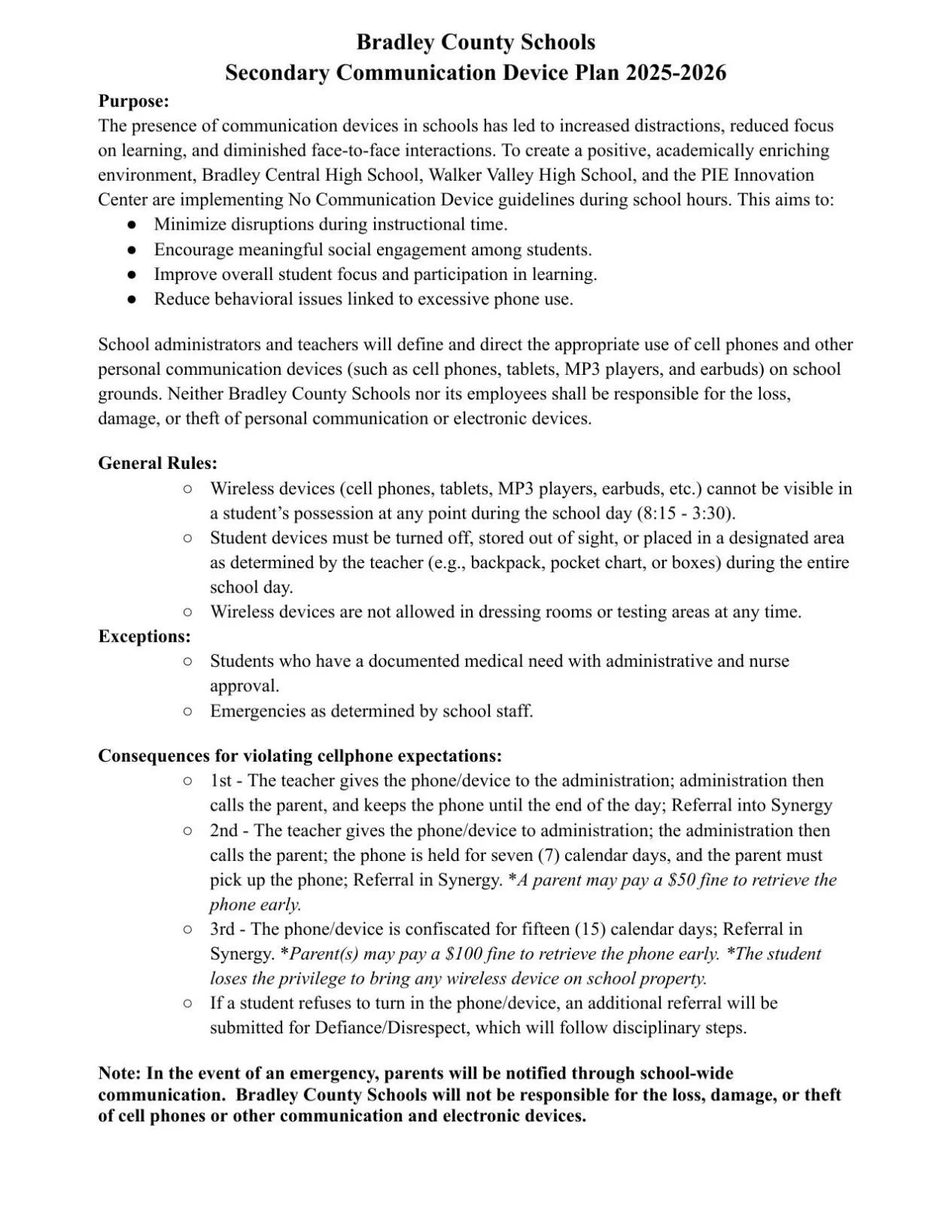 Bradley Co Schools Updates Phone Policy Local News Local3news