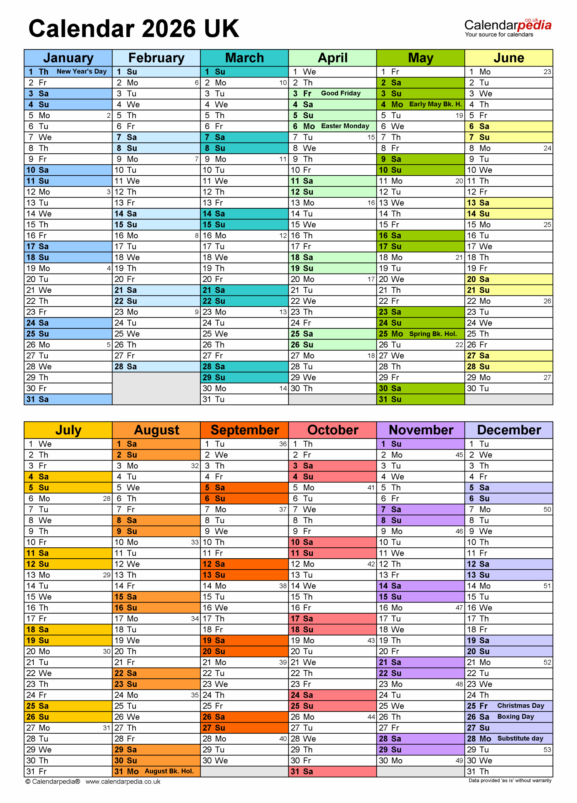 2026 Calendar Printable Excel