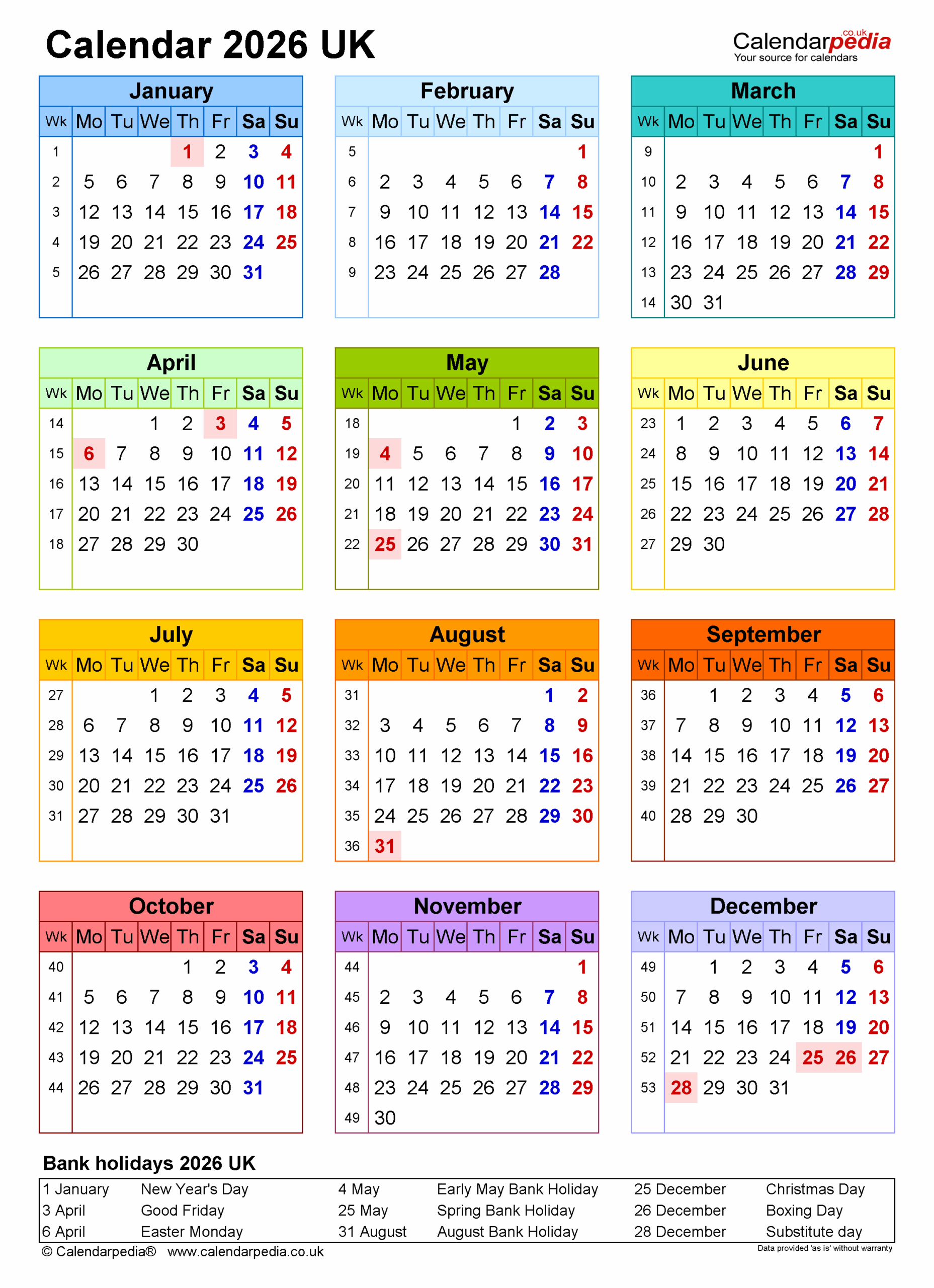 Free Printable 2026 Calendar Template Word