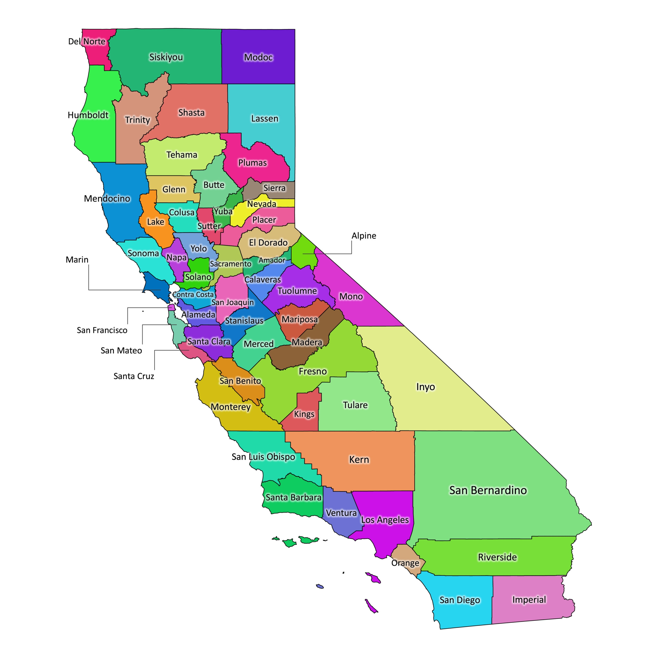california labeled map labeled maps