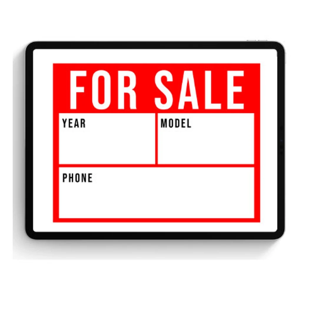 Car For Sale Sign Digital Download US Letter amp A4 PDF File Etsy