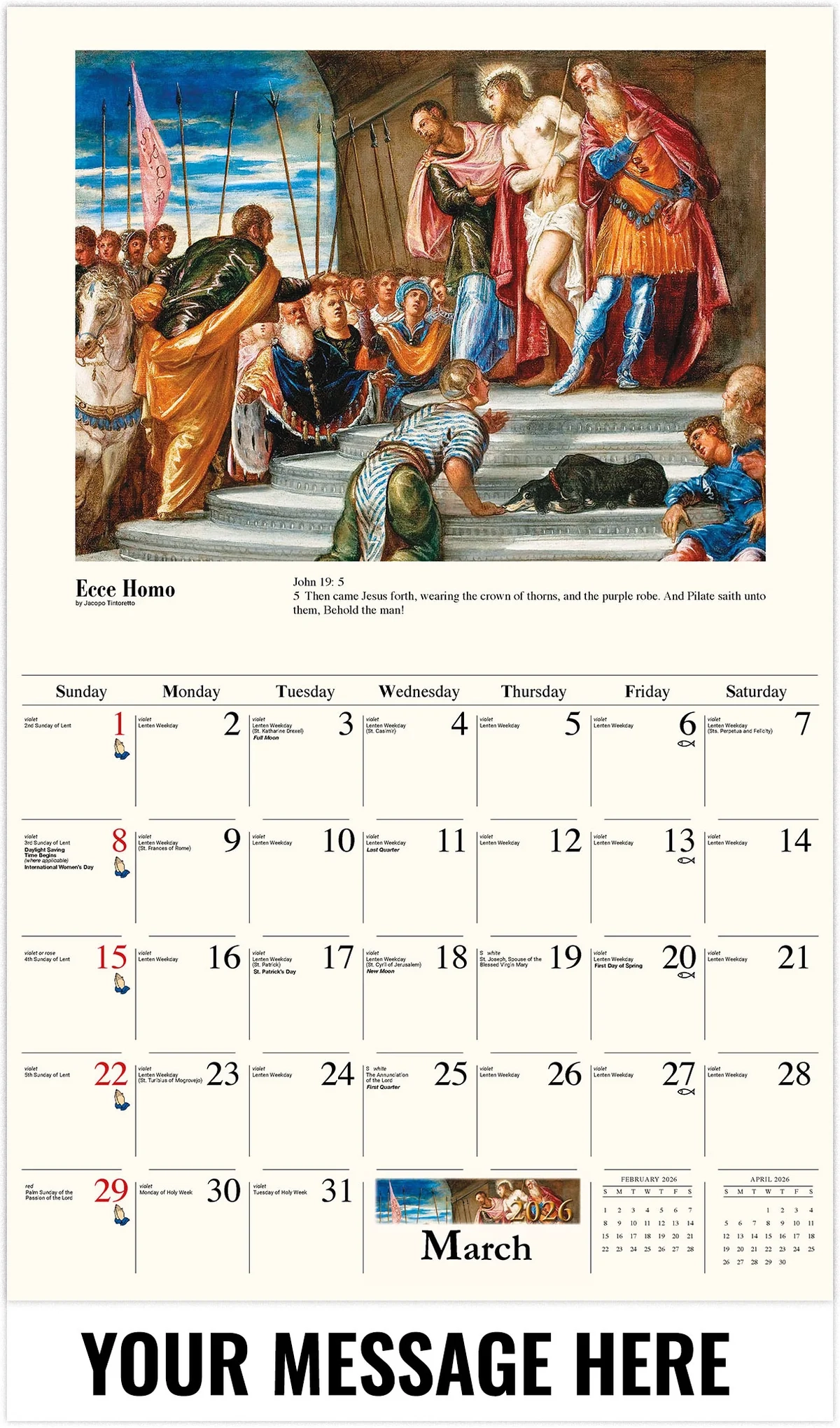 Roman Catholic Calendar 2026 With Holidays