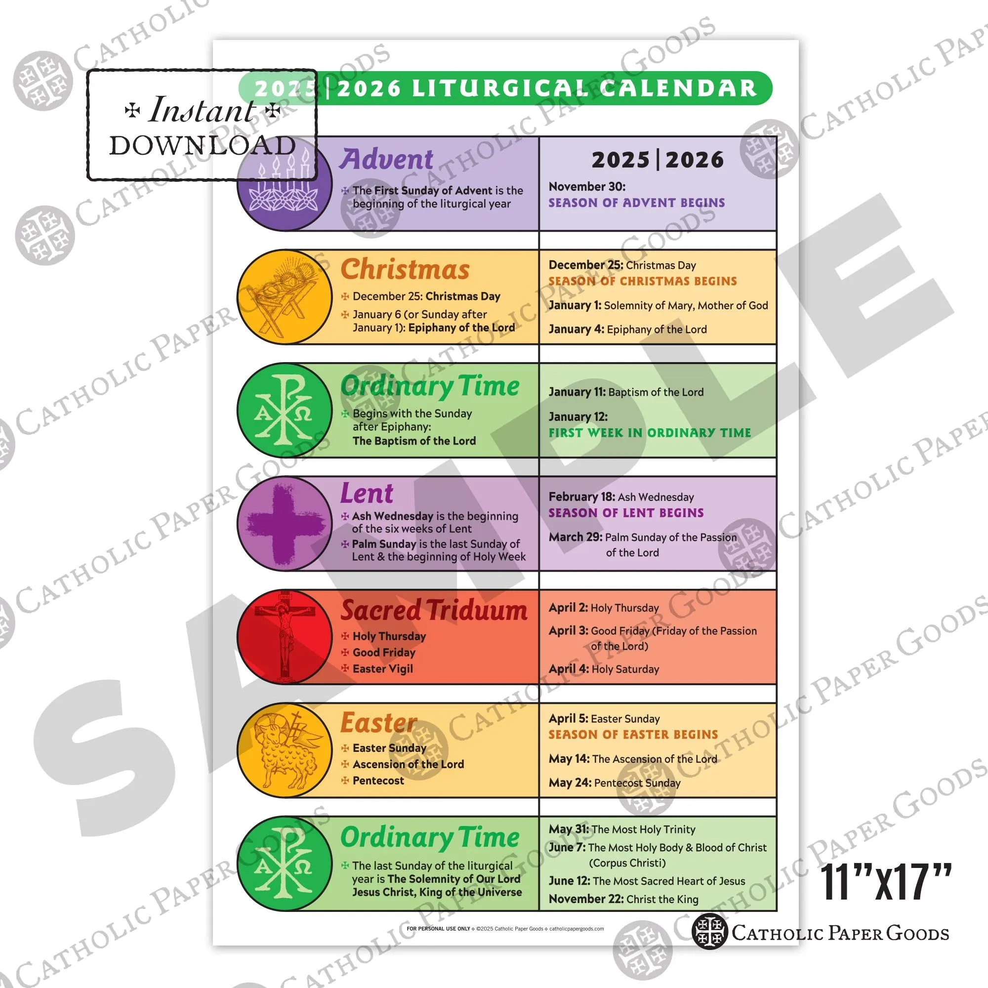 Liturgical Calendar 2026 Pdf Printable