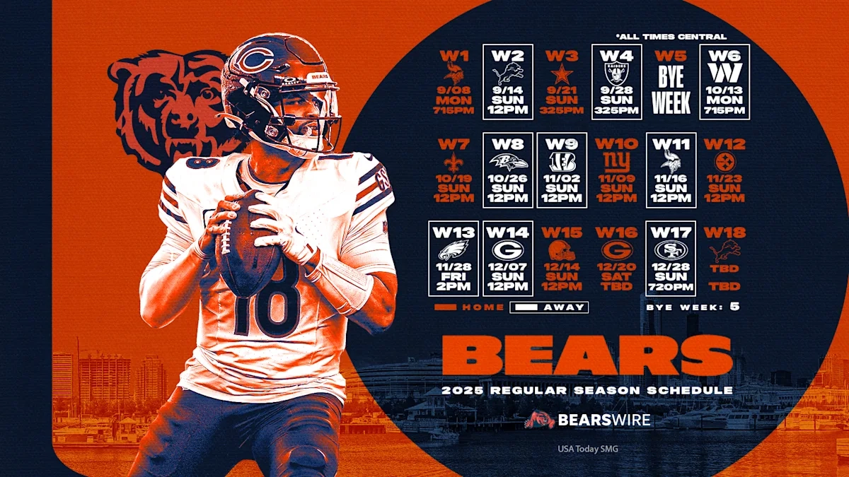 Chicago Bears 2025 Schedule Downloadable Wallpaper Yahoo Sports