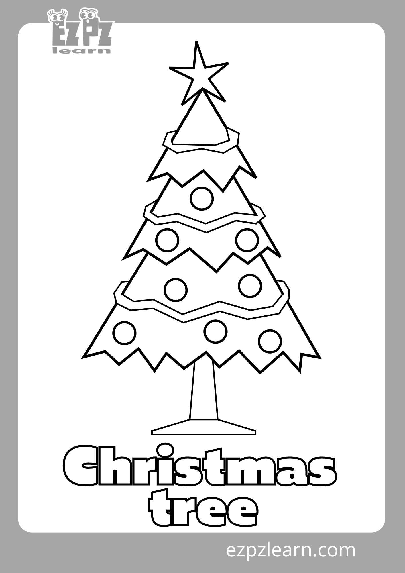 christmas tree coloring page ezpzlearn