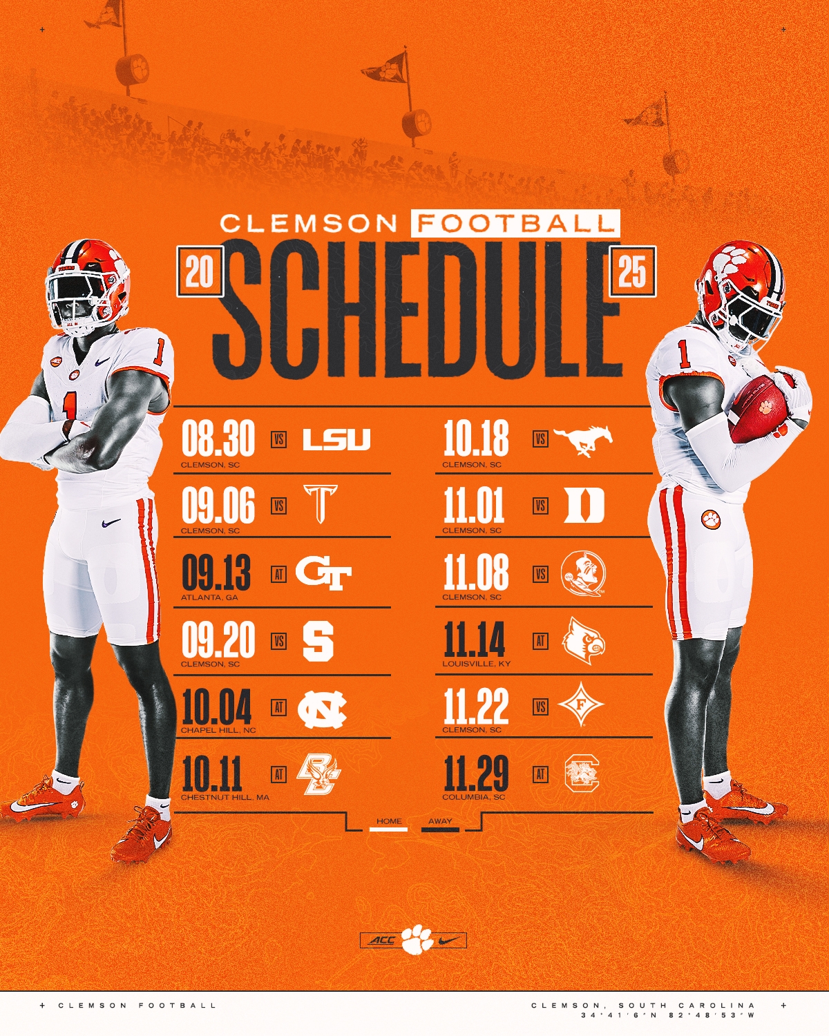 Clemson Announces 2025 Football Schedule Clemson Tigers Official 