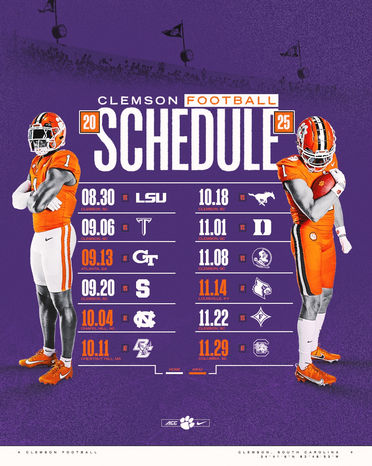 Printable Clemson Football Schedule 2026