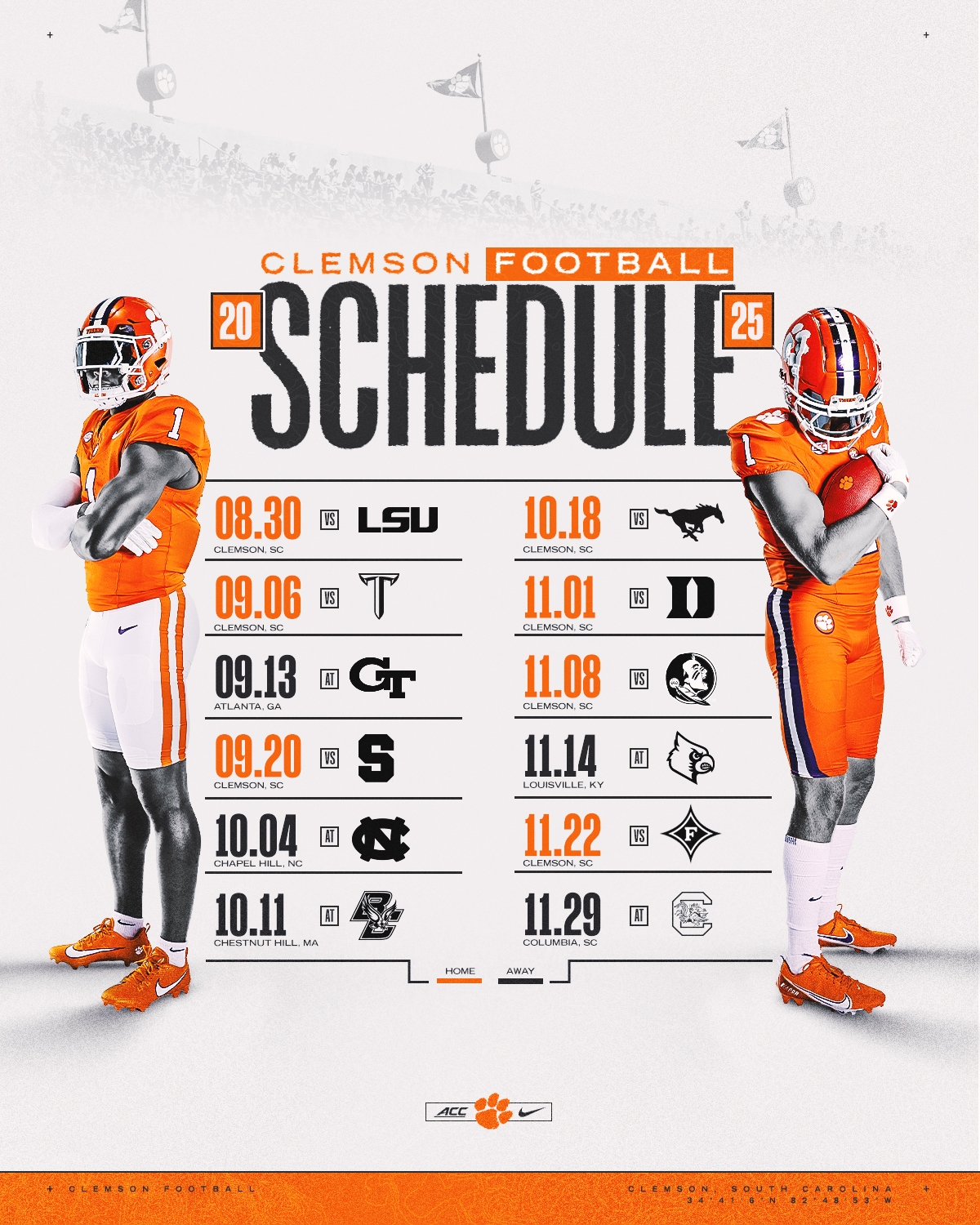 Clemson Announces 2025 Football Schedule Clemson Tigers Official 