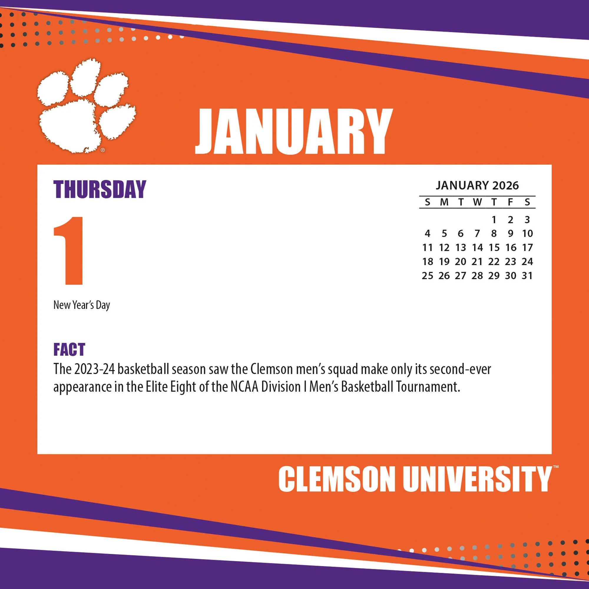 Clemson Tigers 2026 Box Calendar