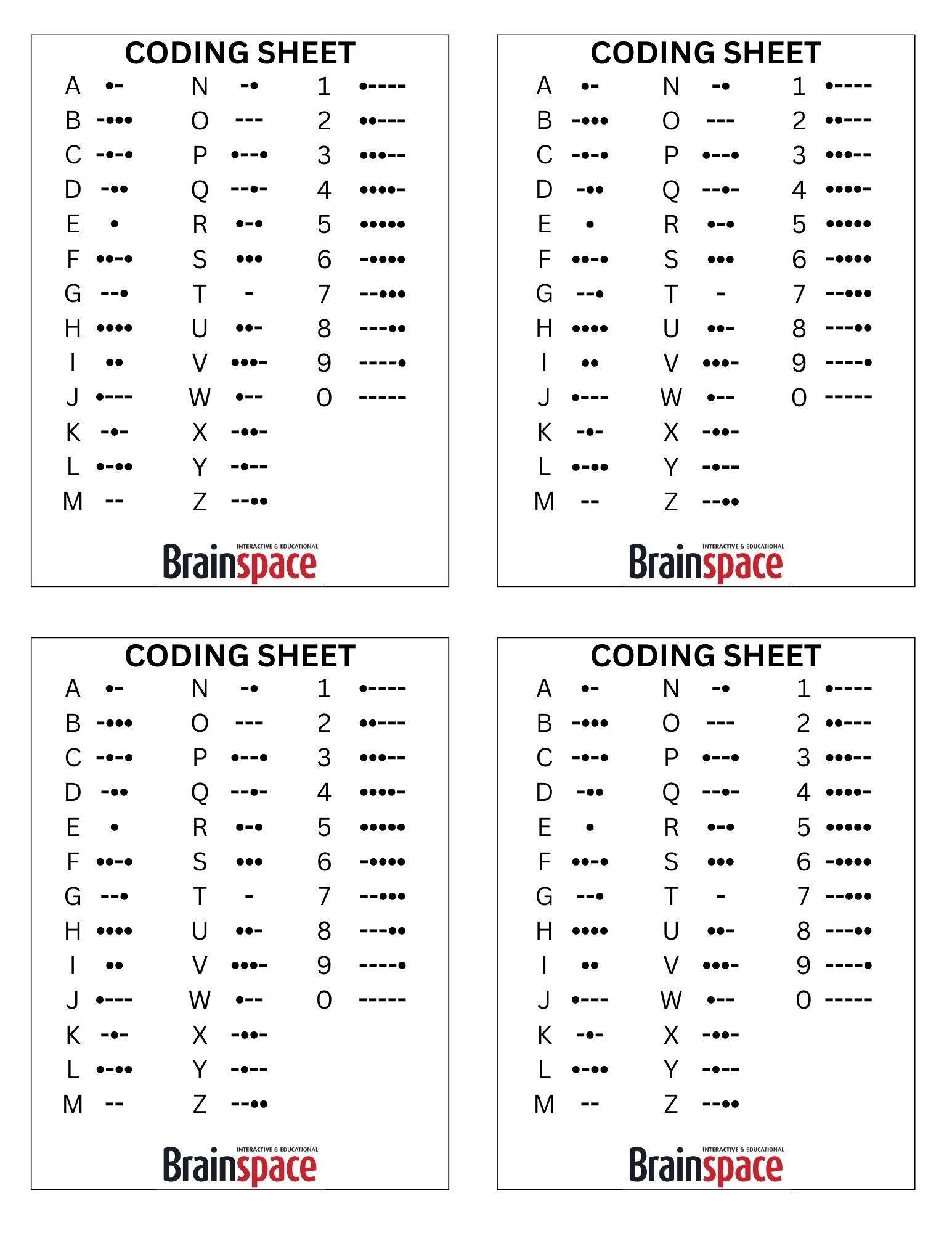 Morse Code Printable